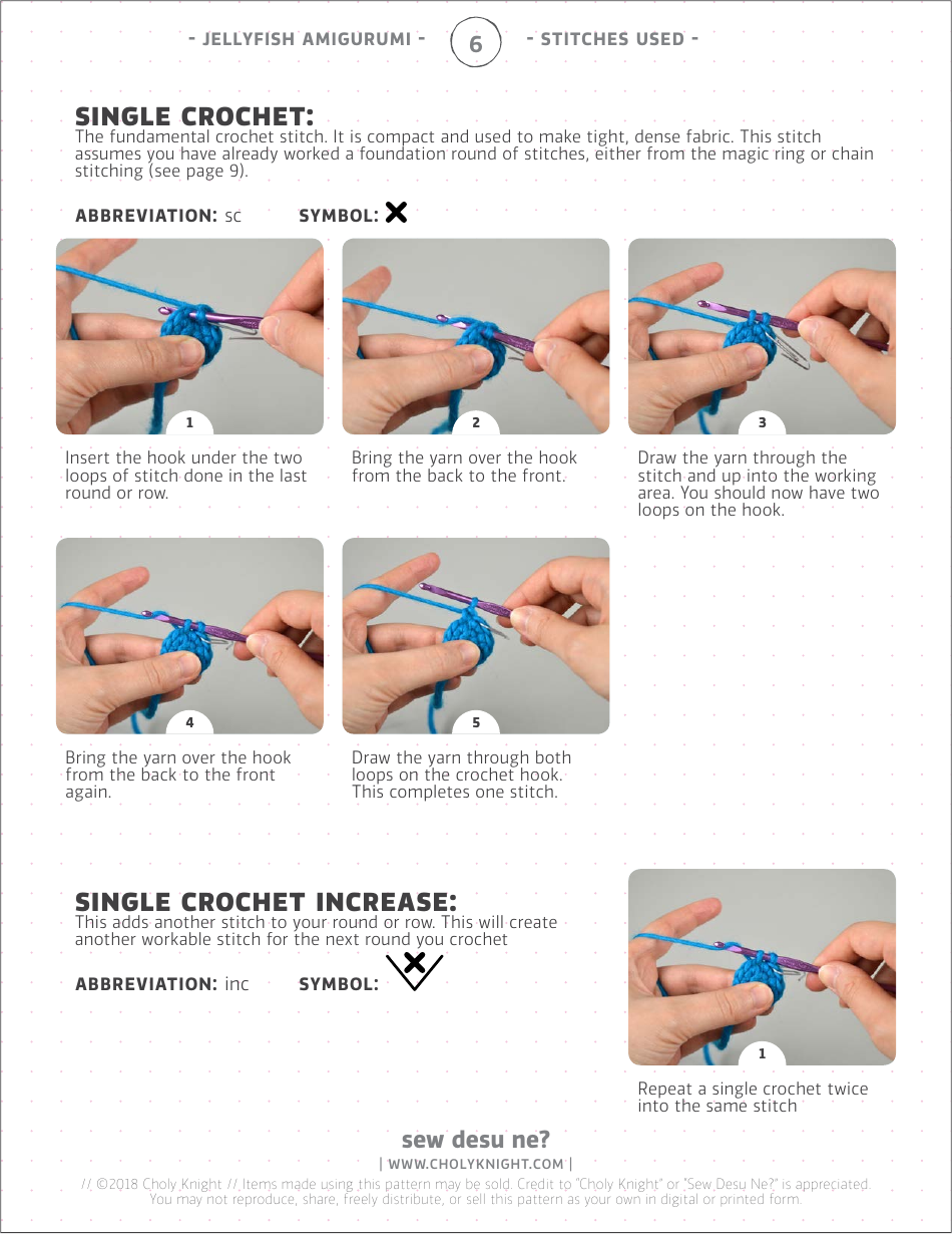 Jellyfish Amigurumi Crochet Pattern Template, Page 6