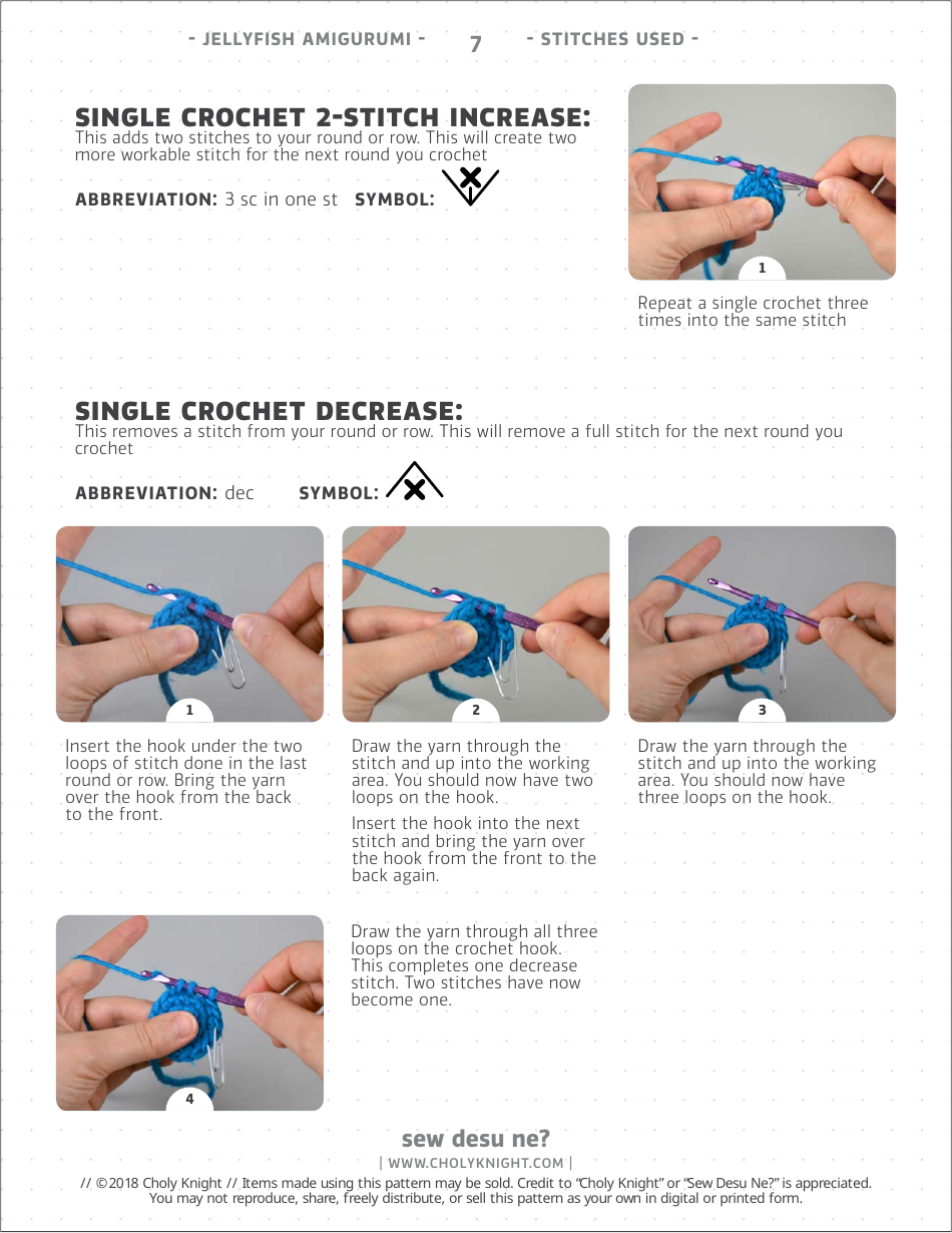 Jellyfish Amigurumi Crochet Pattern Template, Page 7