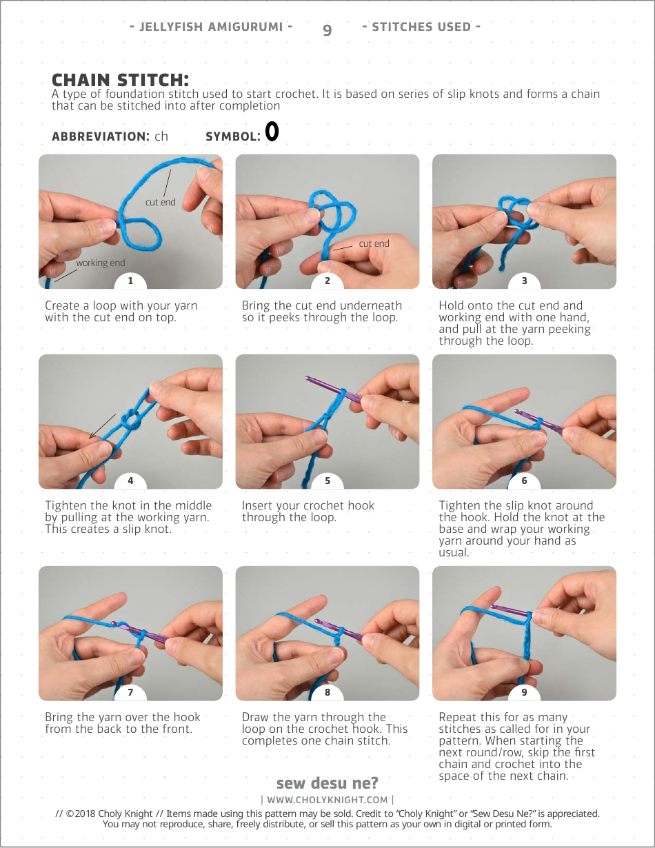 Jellyfish Amigurumi Crochet Pattern Template, Page 9