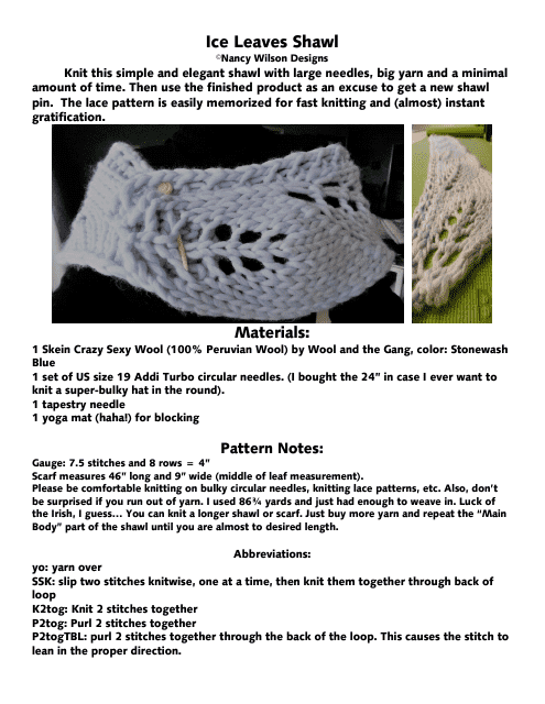 ICE Leaves Shawl Knitting Pattern