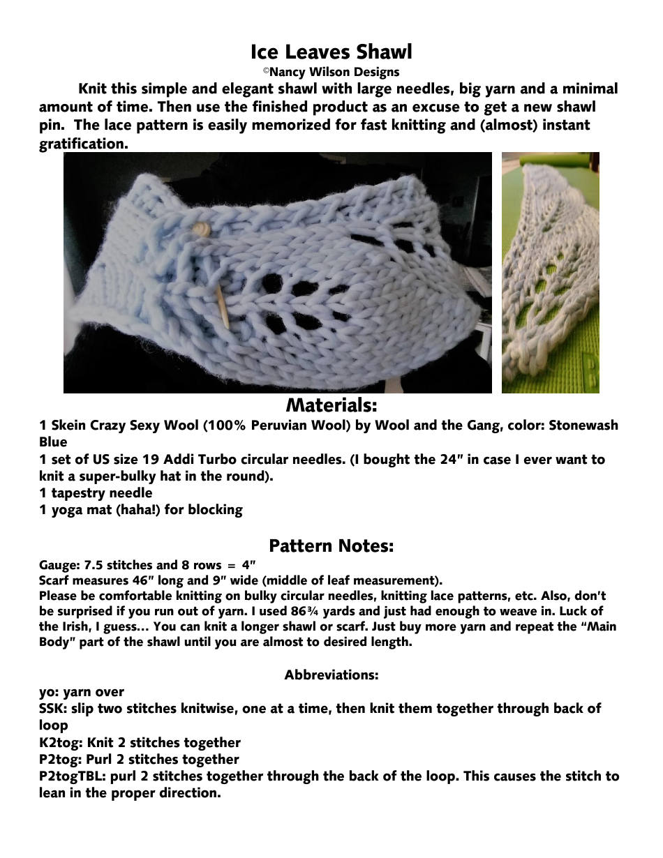 ICE Leaves Shawl Knitting Pattern cover image