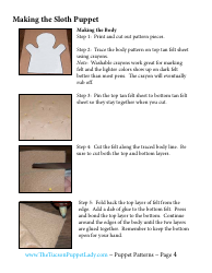Sloth Hand Puppet Template - the Tucson Puppet Lady, Page 4