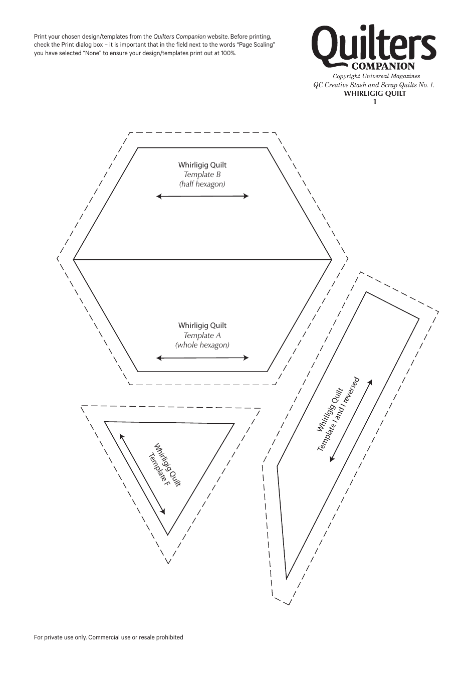 Whirligig Quilt Templates - Universal Magazines