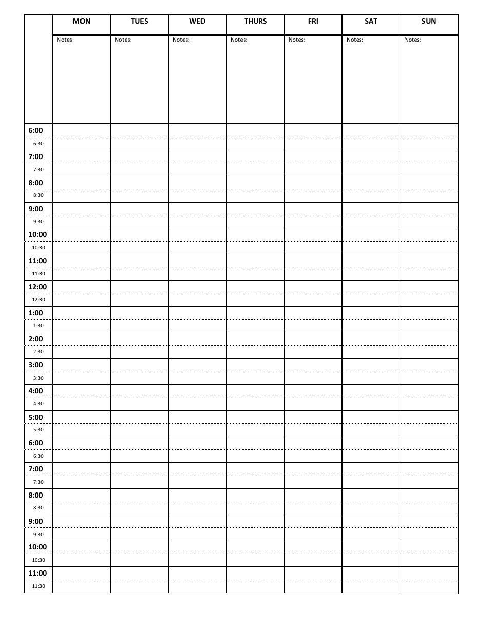 Weekly Schedule Template Download Printable PDF | Templateroller