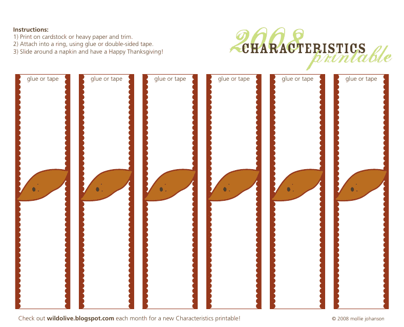 Thanksgiving Napkin Ring Template by Mollie Johanson