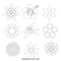 Document preview: Flower Stencil Outline Templates