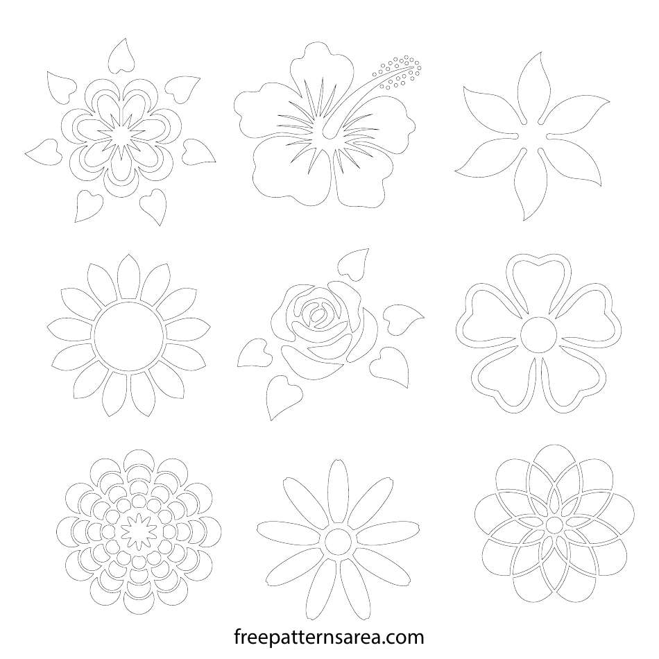 Flower Stencil Outline Templates, Page 1