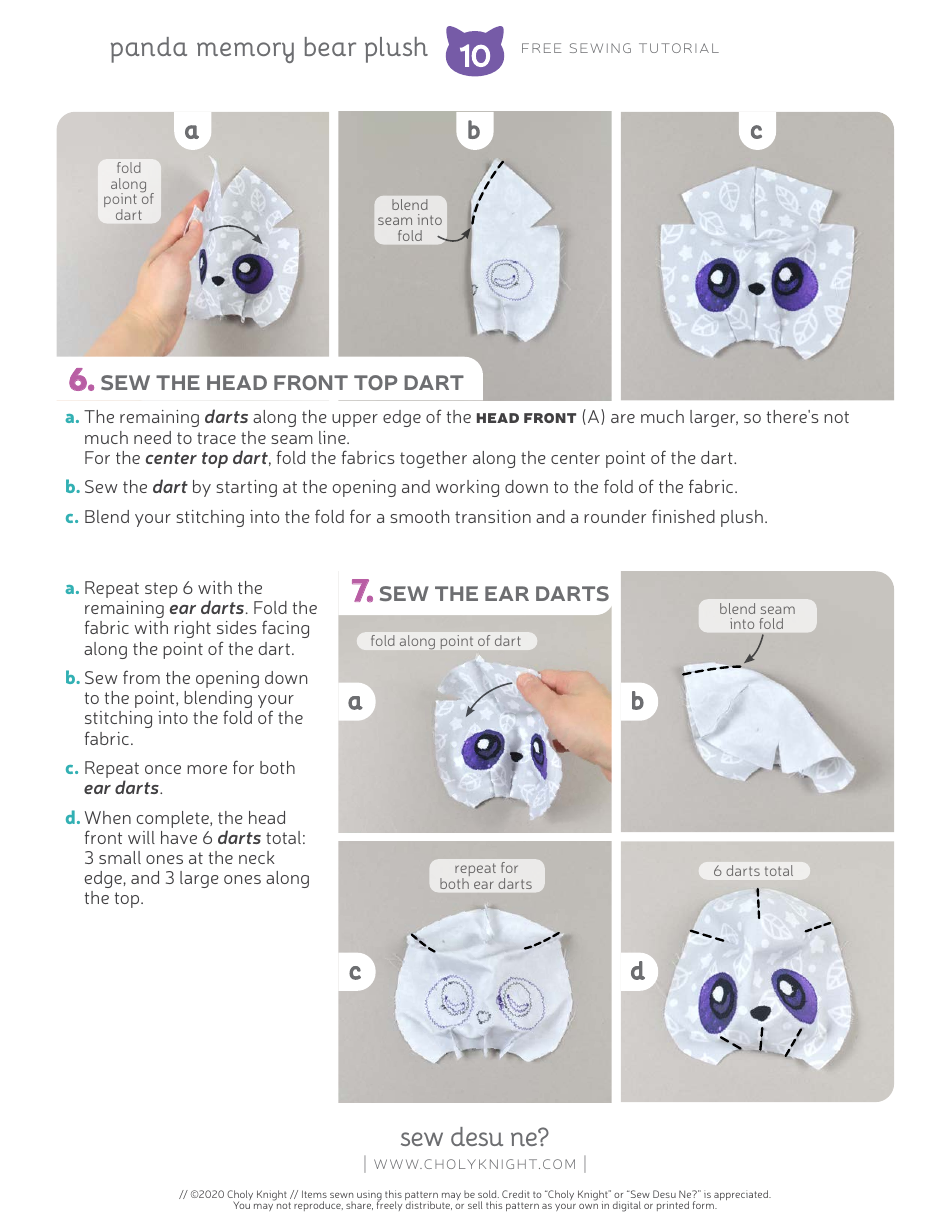 Panda Memory Bear Plush Sewing Templates - Choly Knight, Page 10