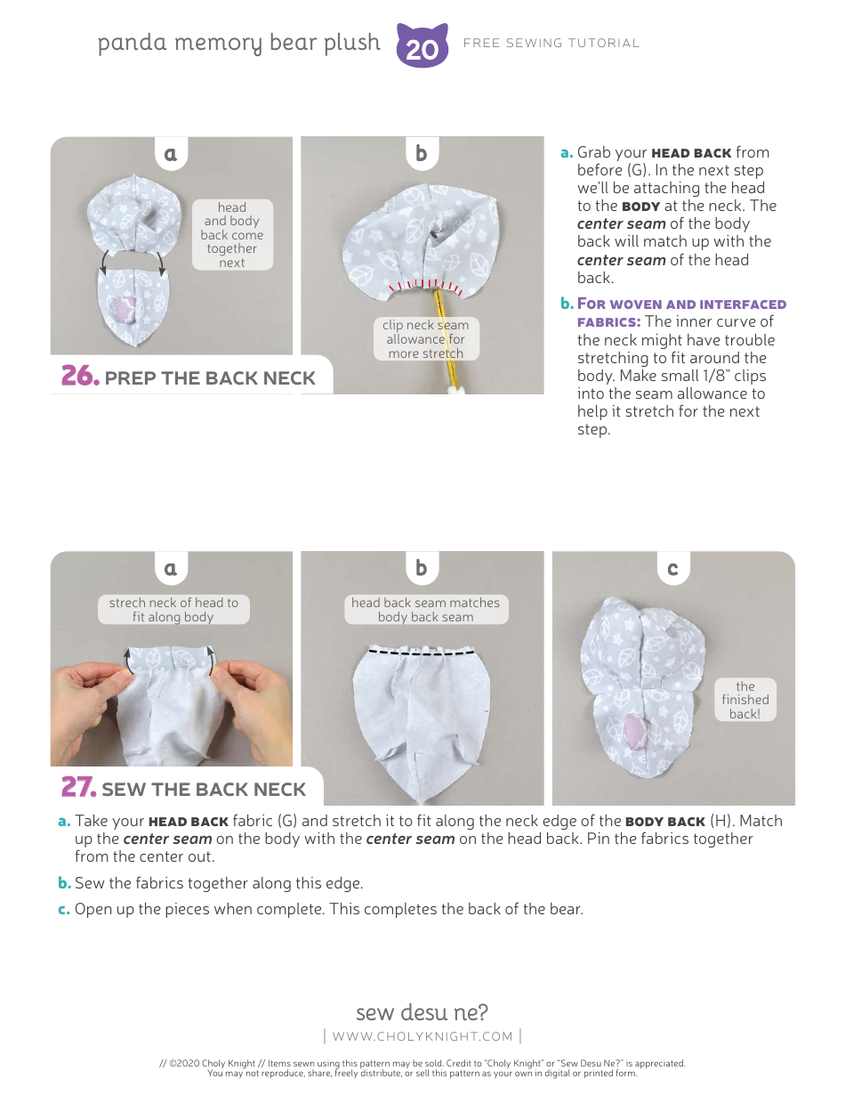 Panda Memory Bear Plush Sewing Templates - Choly Knight, Page 20