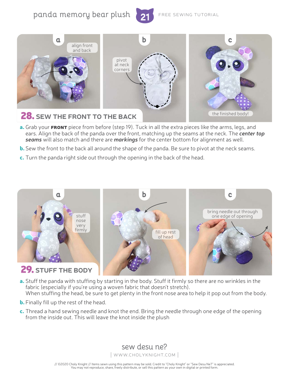 Panda Memory Bear Plush Sewing Templates - Choly Knight, Page 21