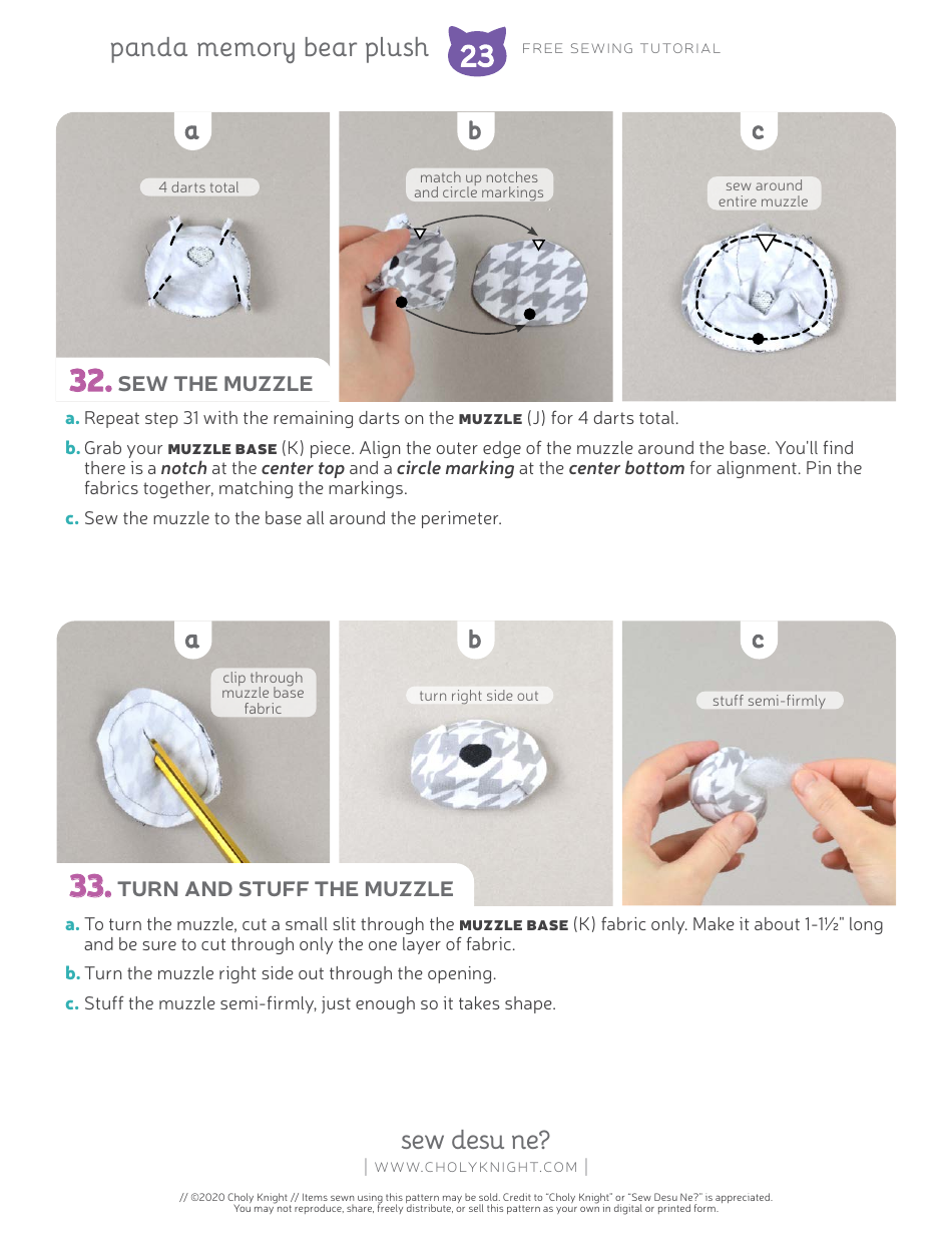 Panda Memory Bear Plush Sewing Templates - Choly Knight, Page 23