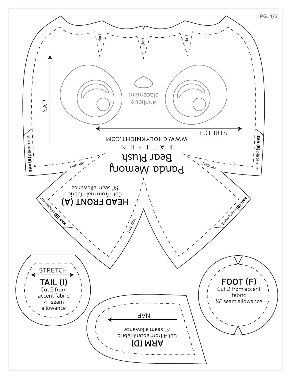 Panda Memory Bear Plush Sewing Templates - Choly Knight, Page 25