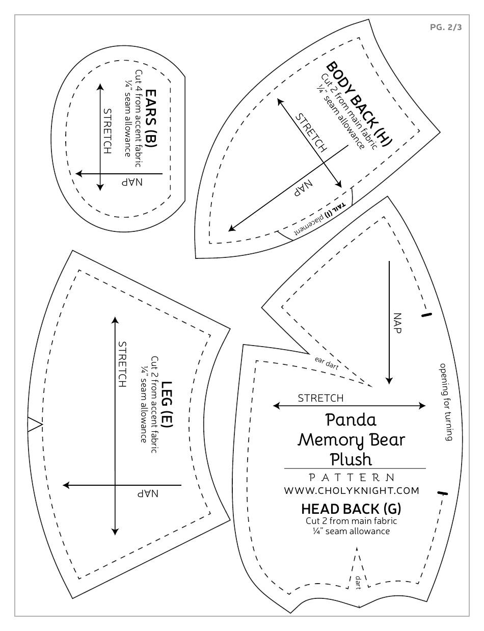 Panda Memory Bear Plush Sewing Templates - Choly Knight, Page 26