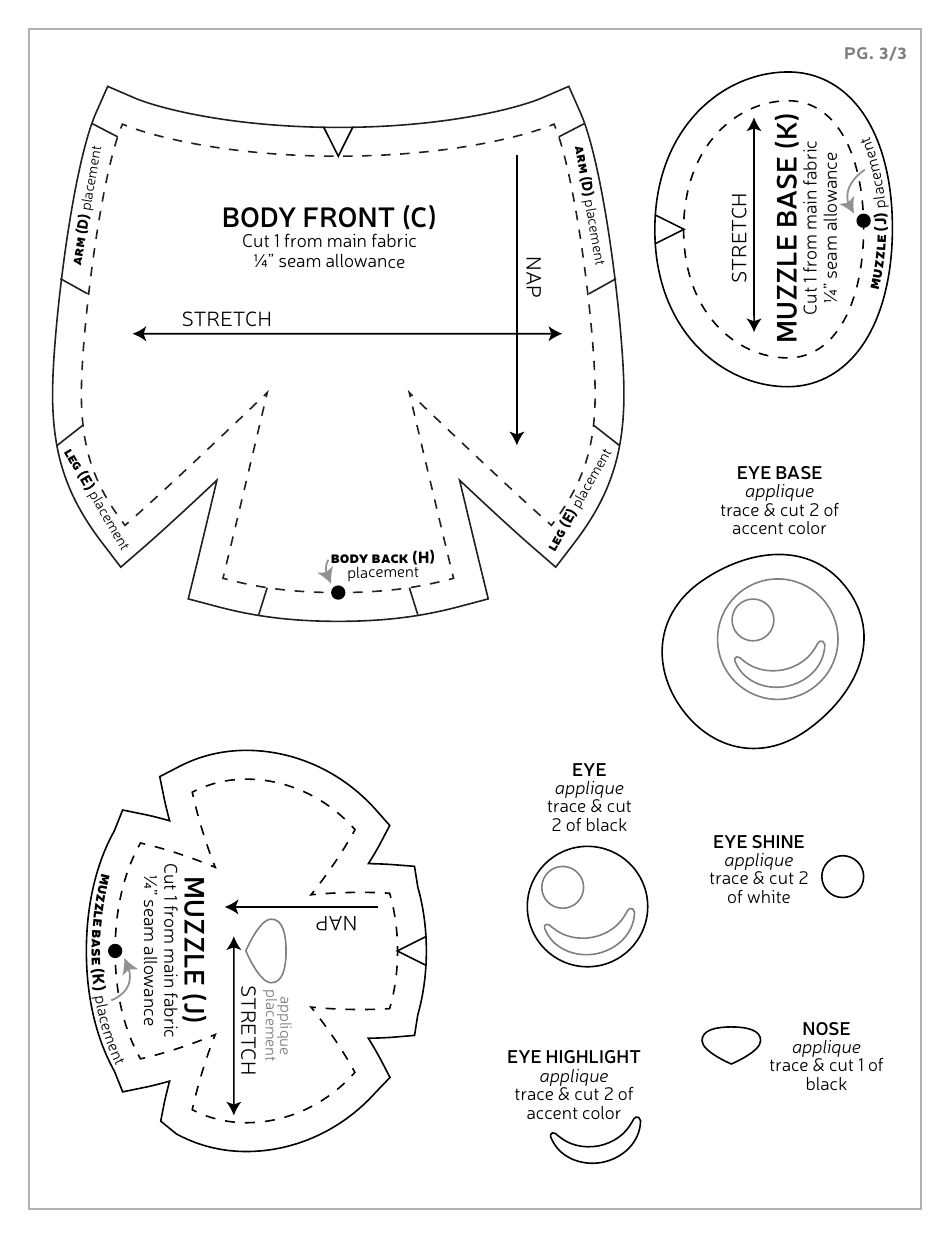 Panda Memory Bear Plush Sewing Templates - Choly Knight, Page 27