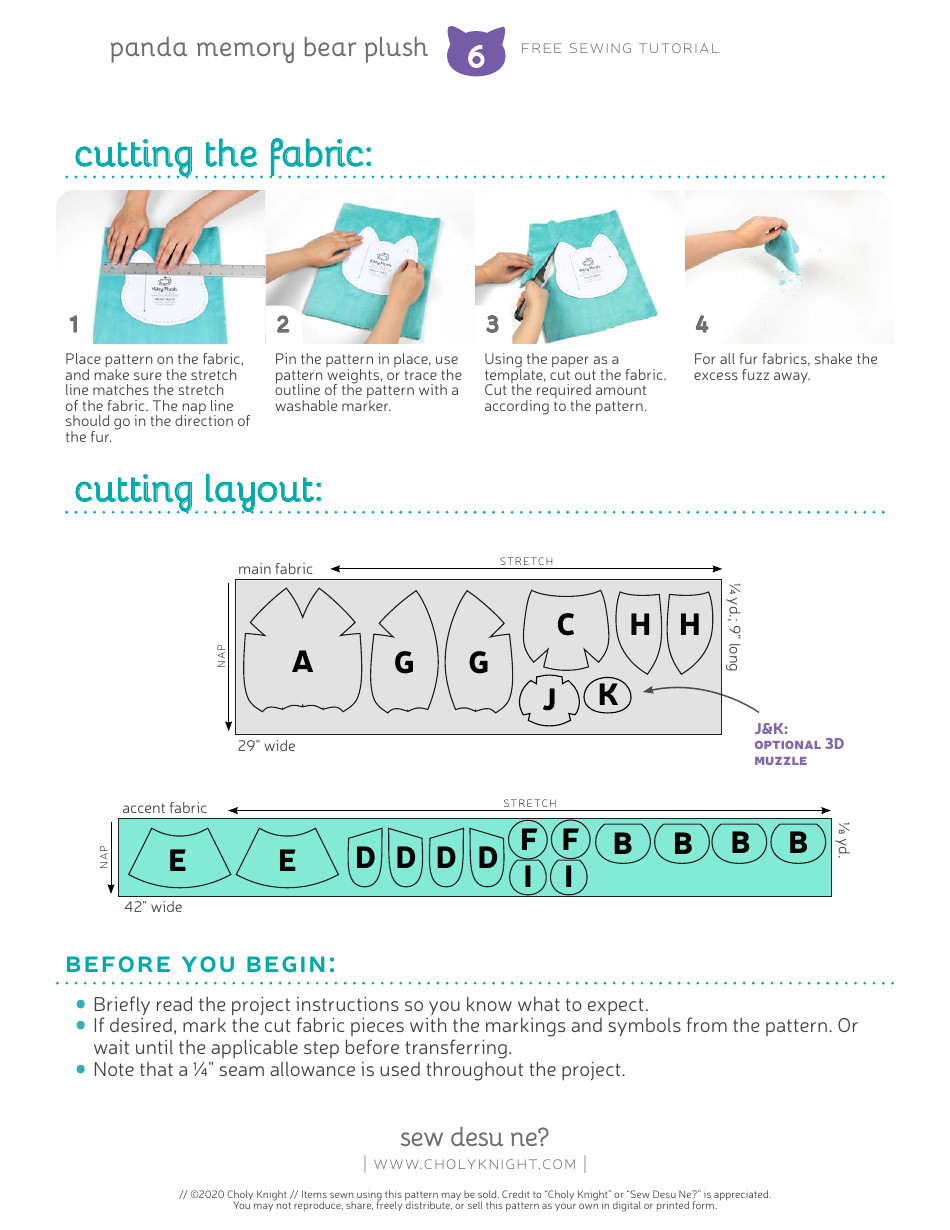 Panda Memory Bear Plush Sewing Templates - Choly Knight, Page 6