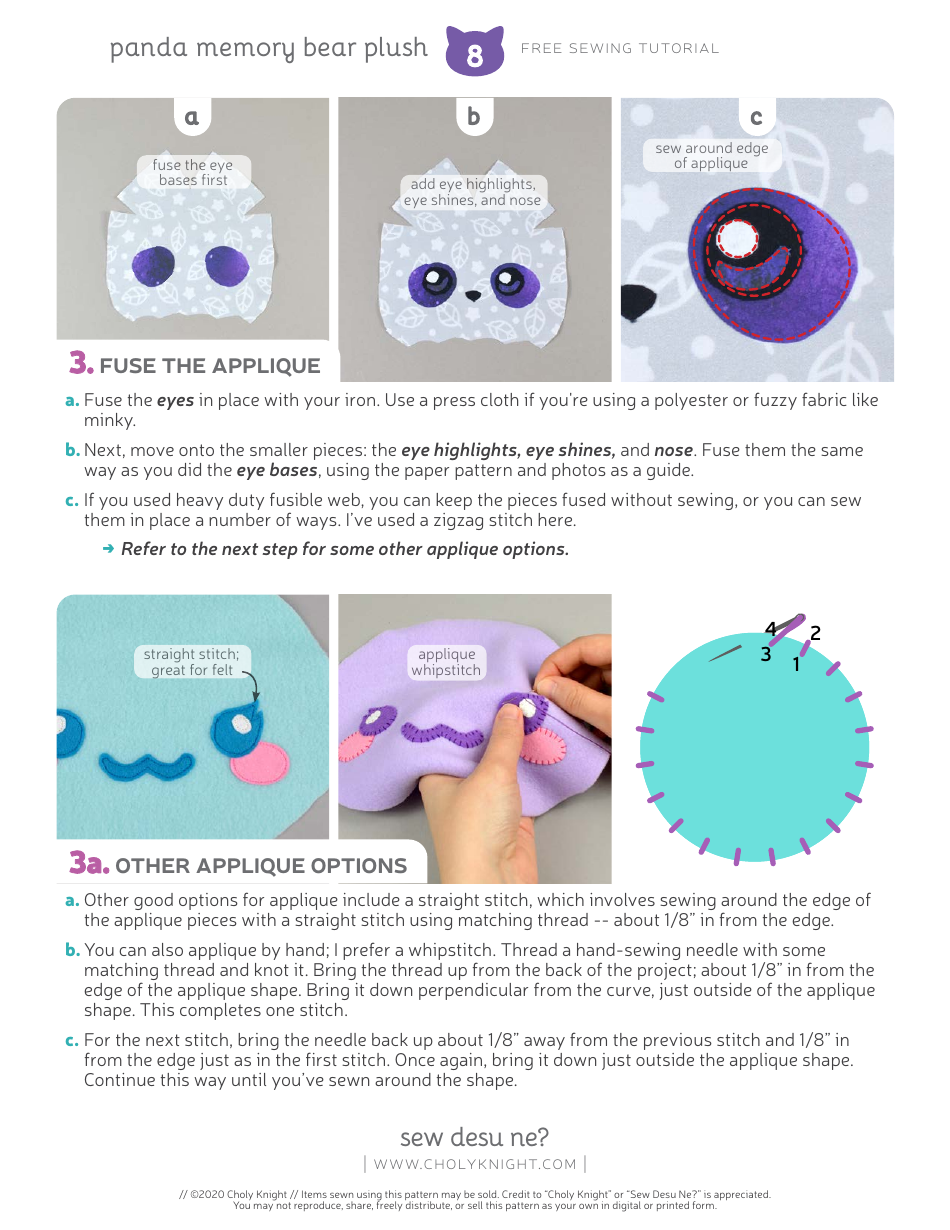 Panda Memory Bear Plush Sewing Templates - Choly Knight, Page 8