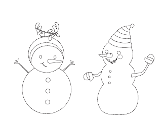 Document preview: Two Snowmen Coloring Page