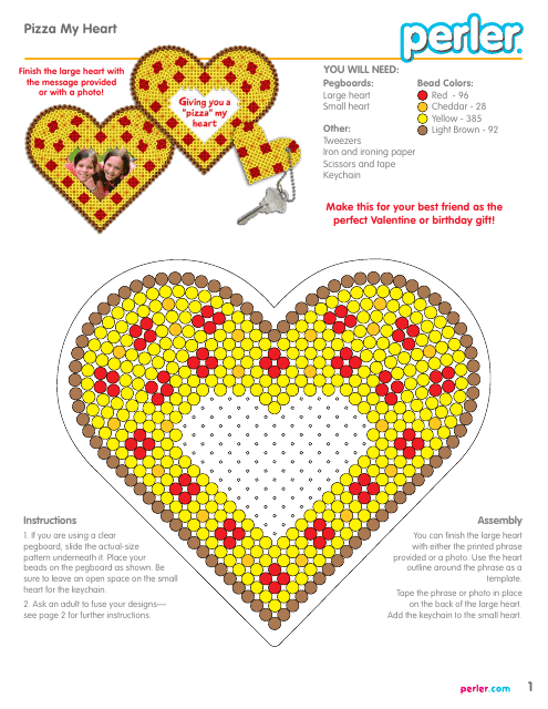 Perler Beads Pizza Heart Pattern - Fun and Easy Craft Project