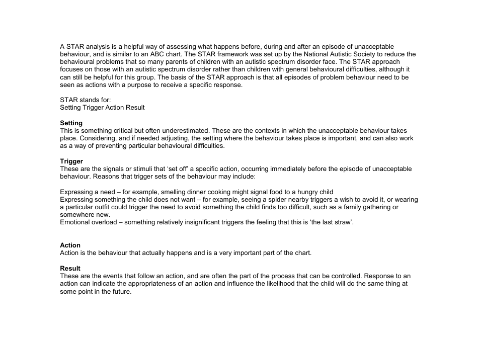 Behaviour Analysis Chart - Setting Trigger Action Result (Star) Approach, Page 3