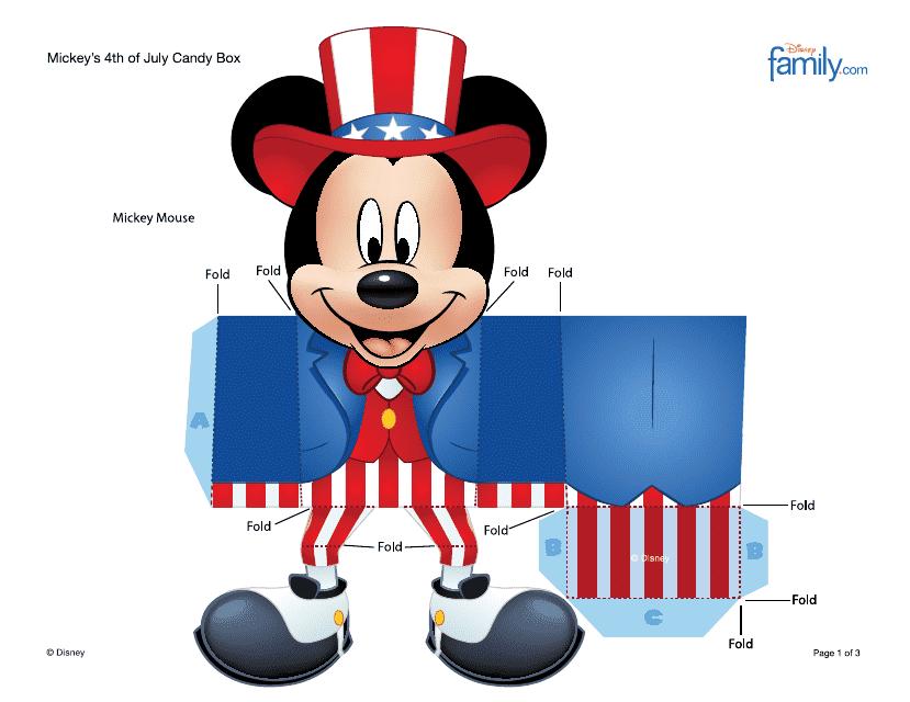 Mickey's 4th of July Candy Box Template