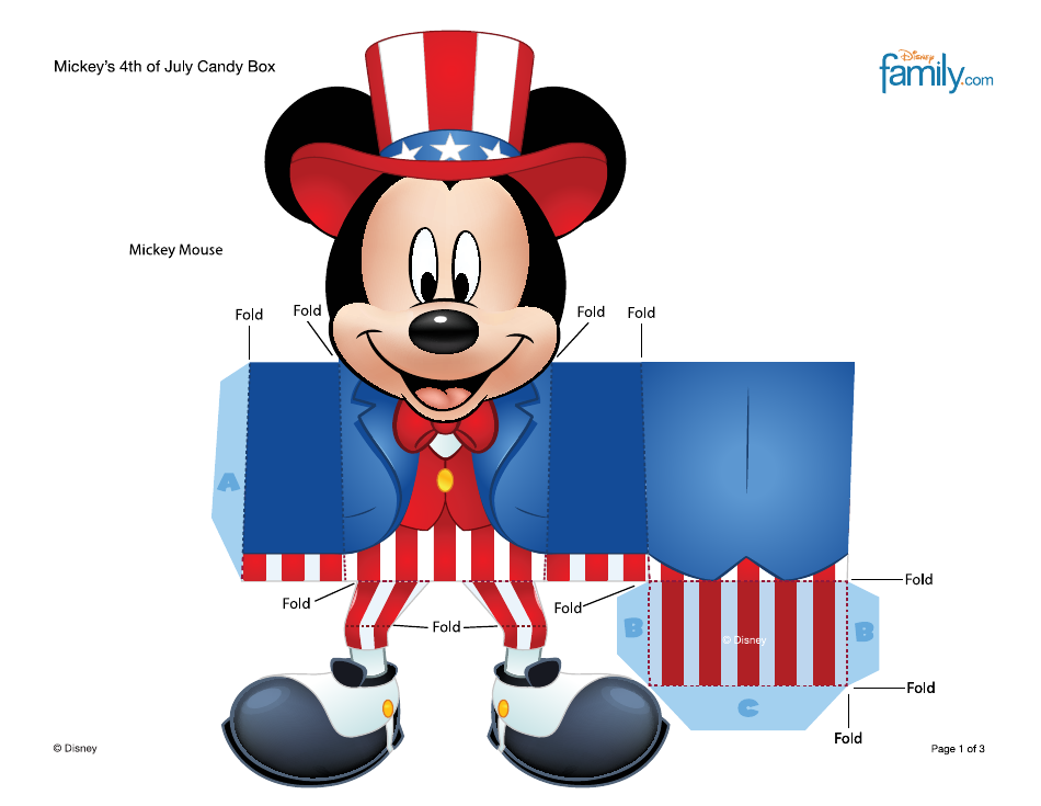 Mickeys 4th of July Candy Box Template, Page 1