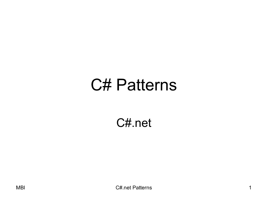C# Patterns Cheat Sheet