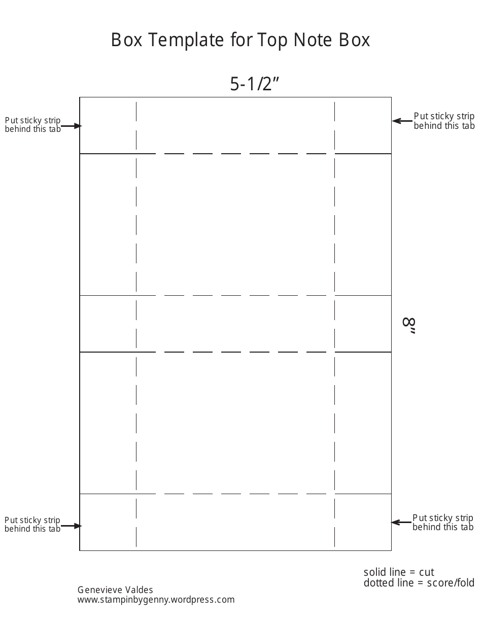 Box Template for Top Note Box, Page 1