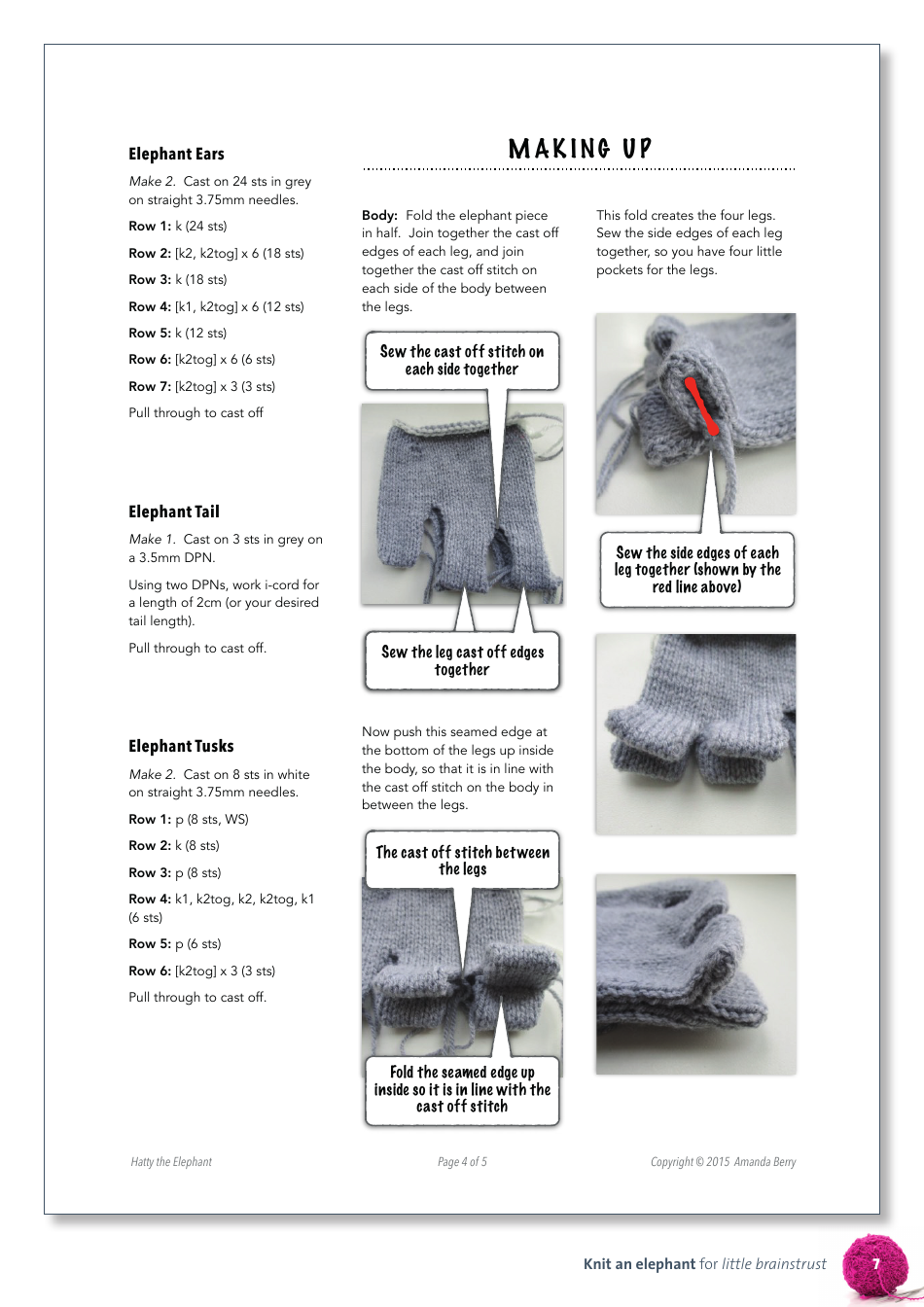 Cute Elephant Knitting Pattern - Amanda Berry, Page 7