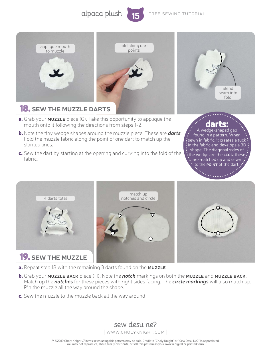 Alpaca Plush Sewing Templates - Choly Knight, Page 15
