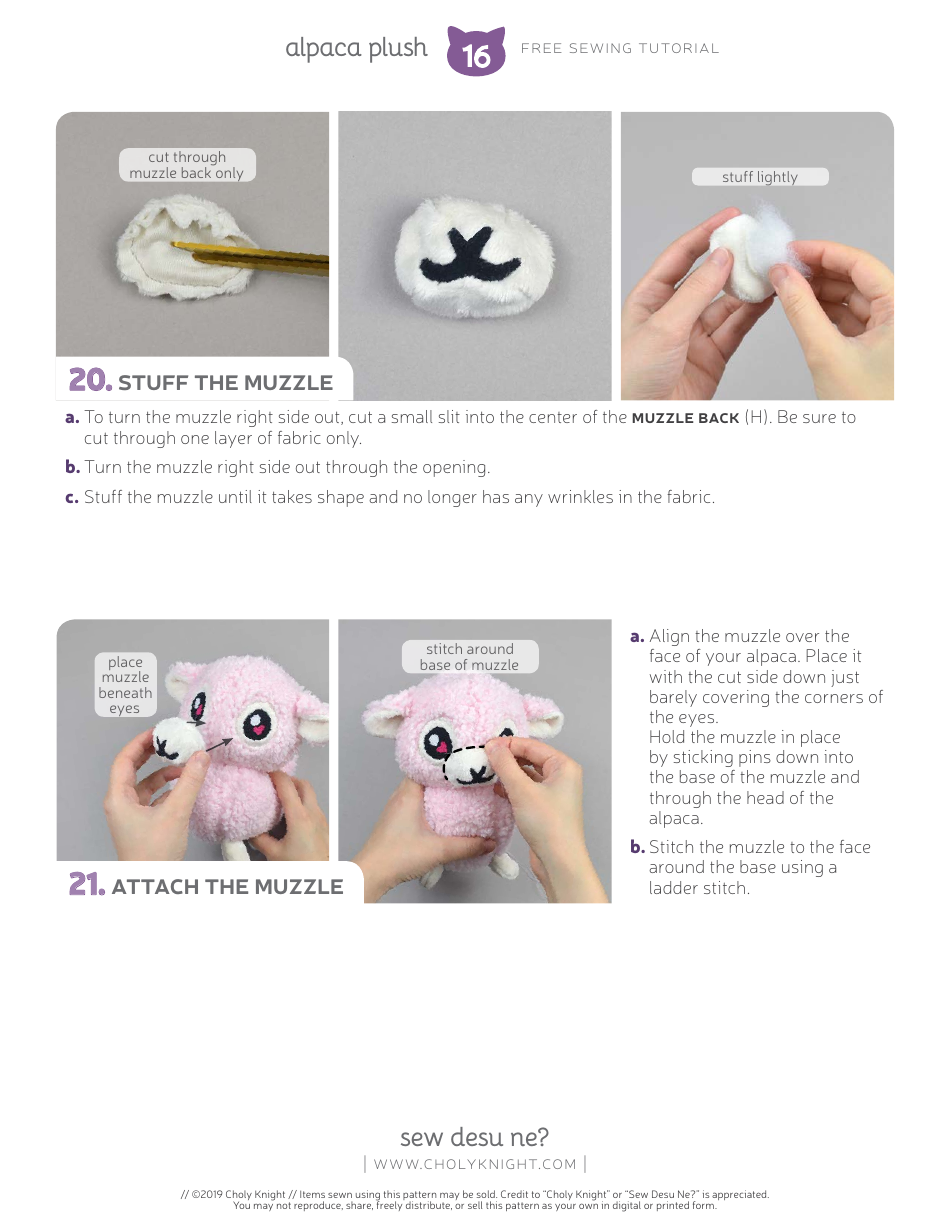 Alpaca Plush Sewing Templates - Choly Knight, Page 16