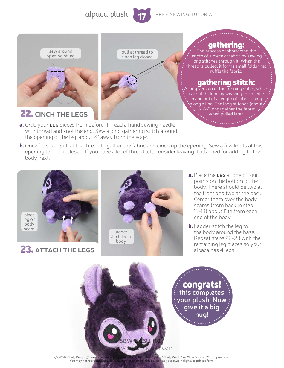 Alpaca Plush Sewing Templates - Choly Knight, Page 17
