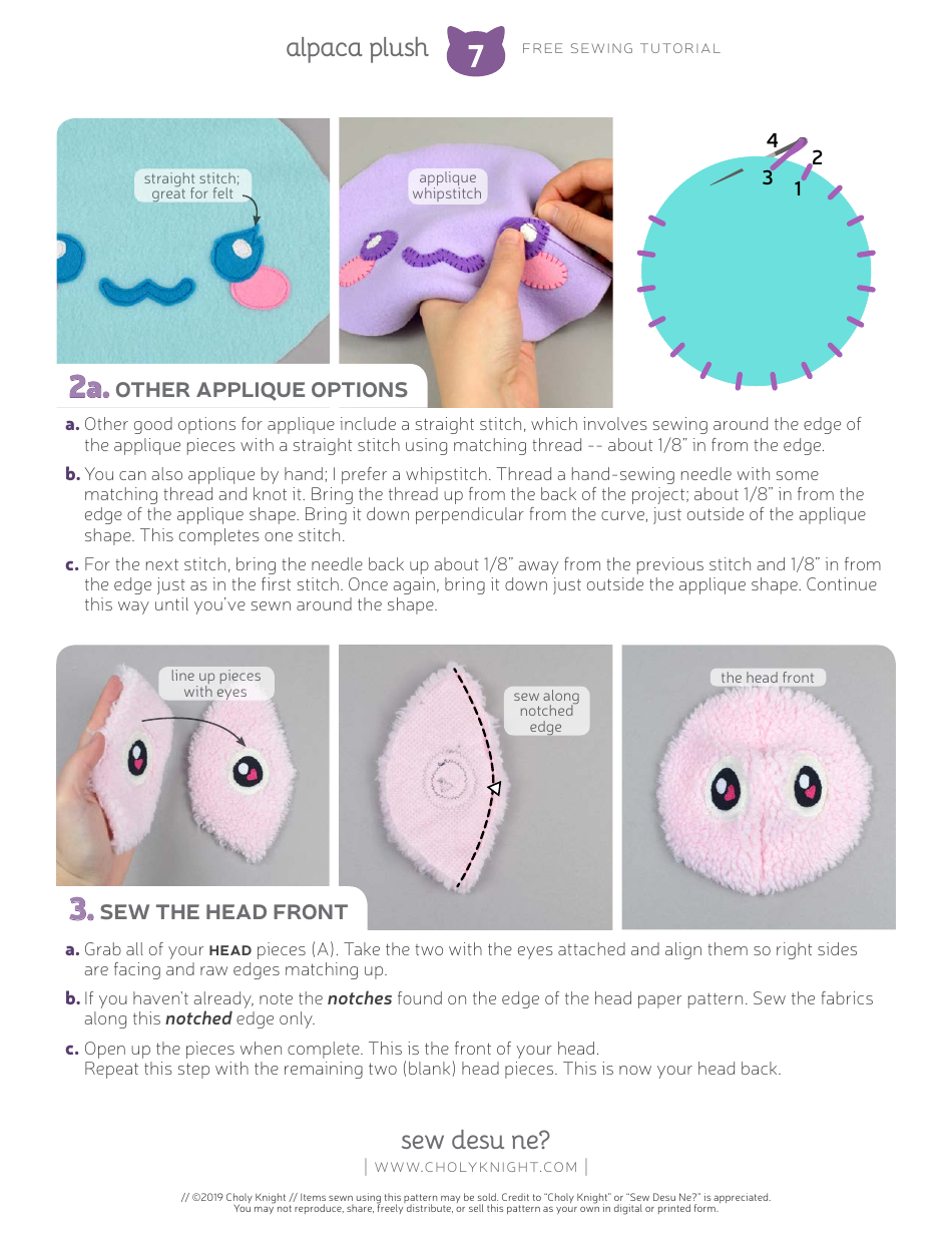 Alpaca Plush Sewing Templates - Choly Knight, Page 7