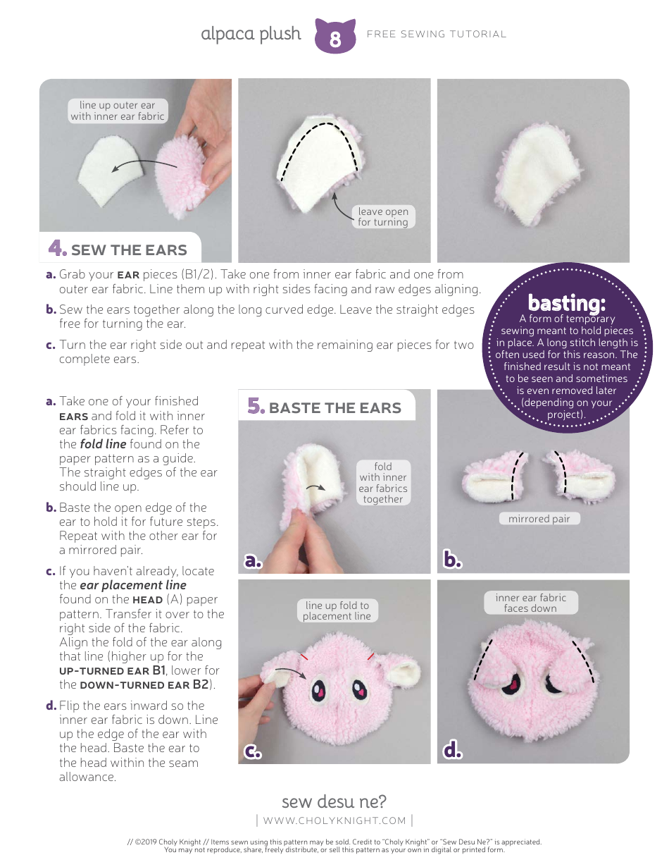 Alpaca Plush Sewing Templates - Choly Knight, Page 8