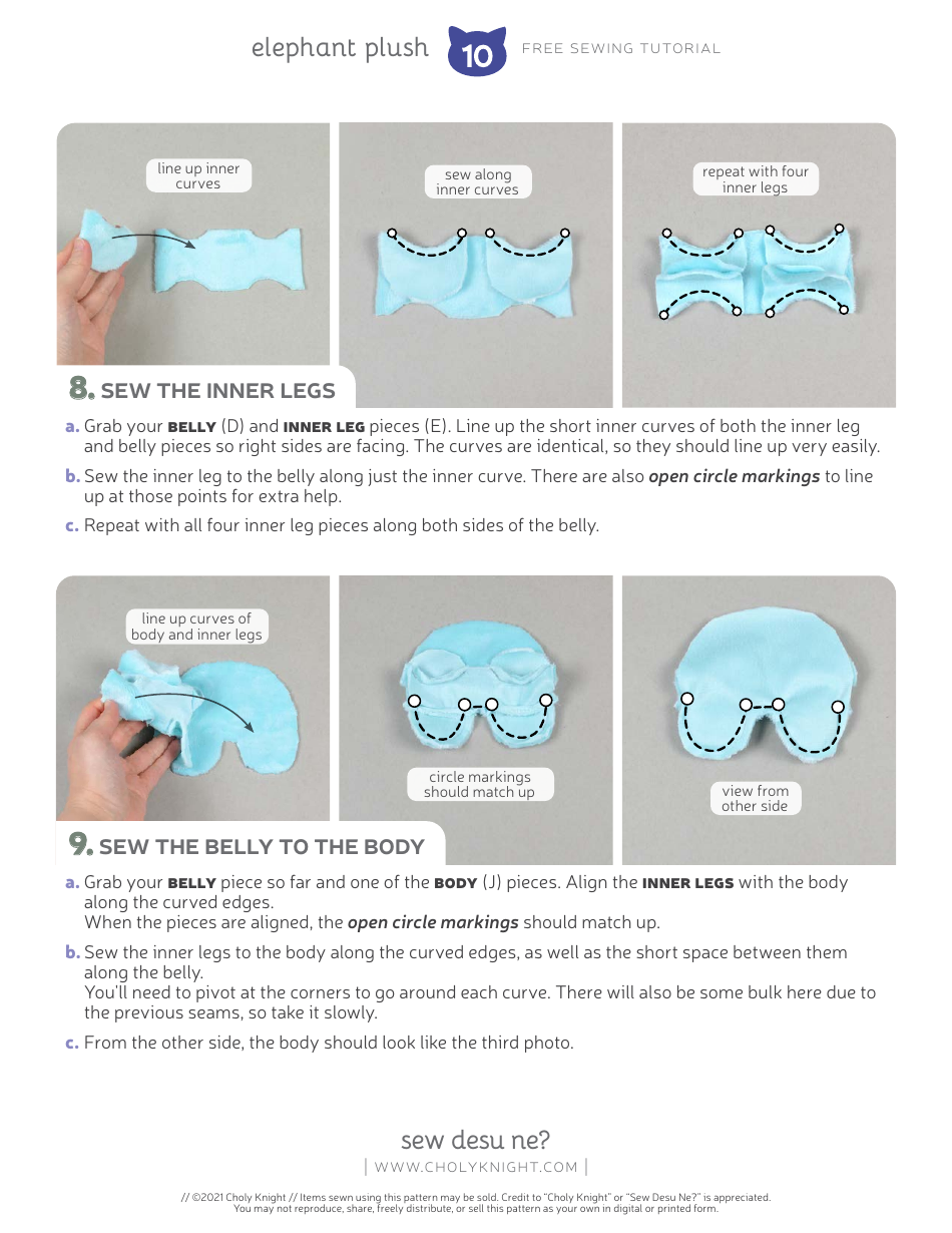 Elephant Plush Sewing Templates - Choly Knight, Page 10