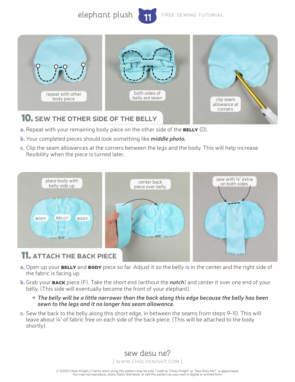 Elephant Plush Sewing Templates - Choly Knight, Page 11