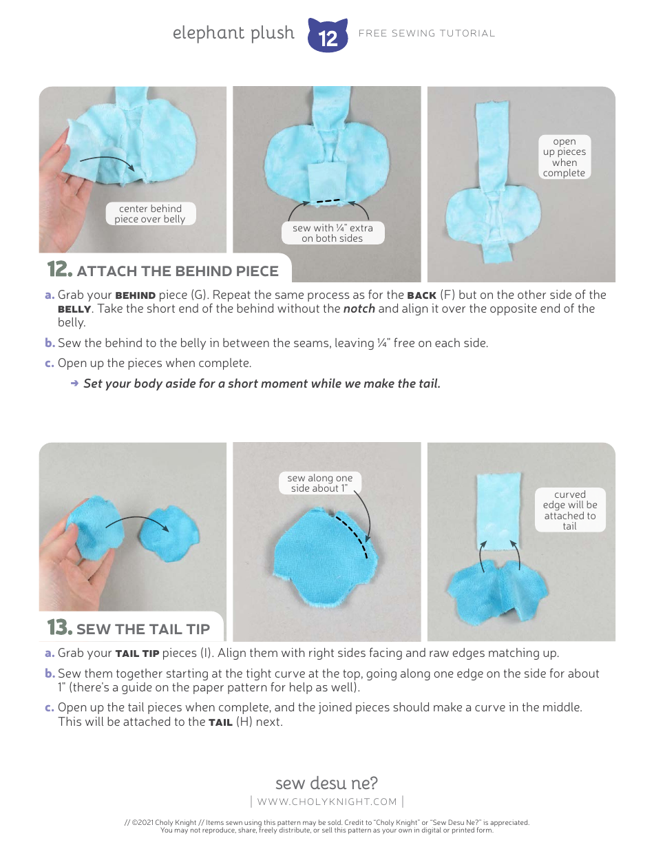 Elephant Plush Sewing Templates - Choly Knight, Page 12