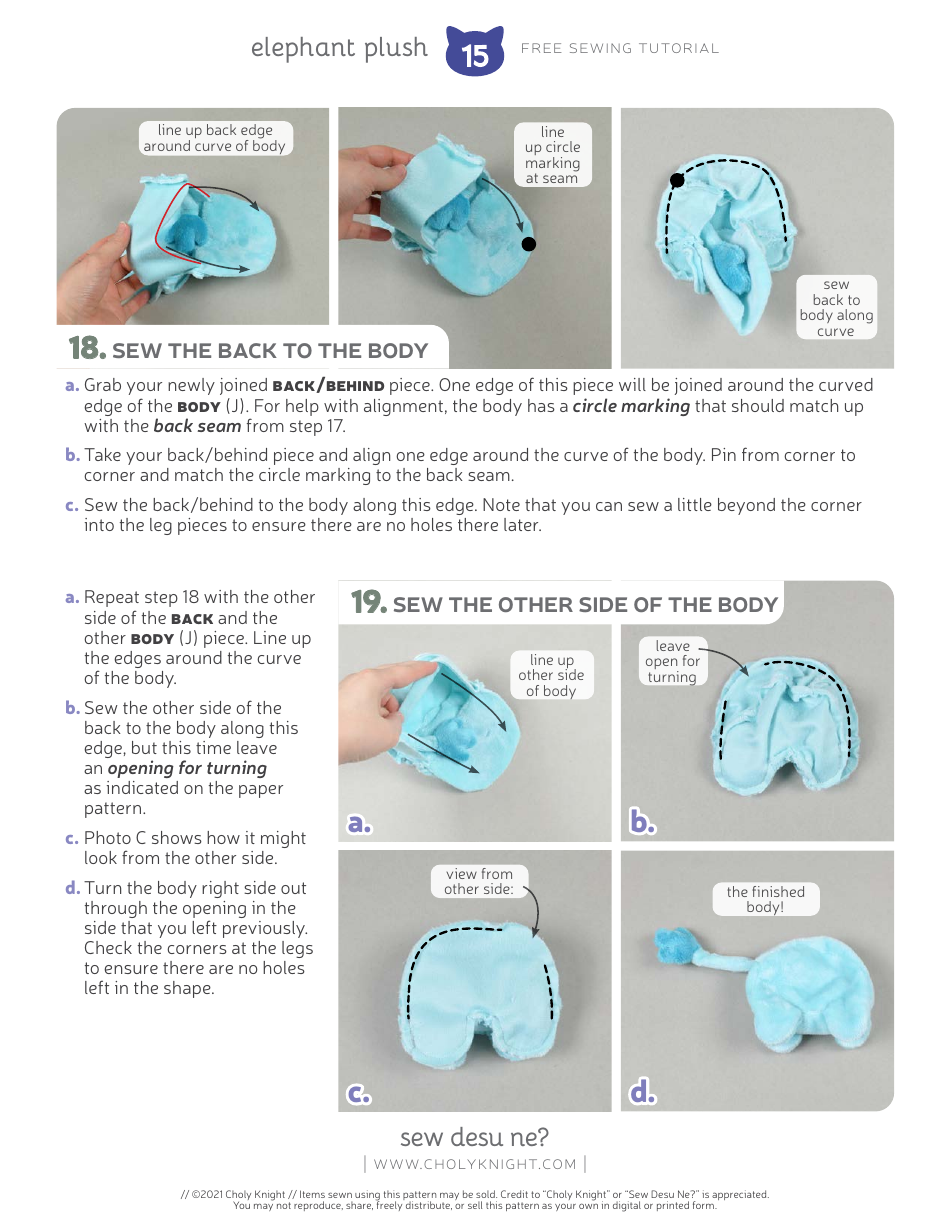 Elephant Plush Sewing Templates - Choly Knight, Page 15