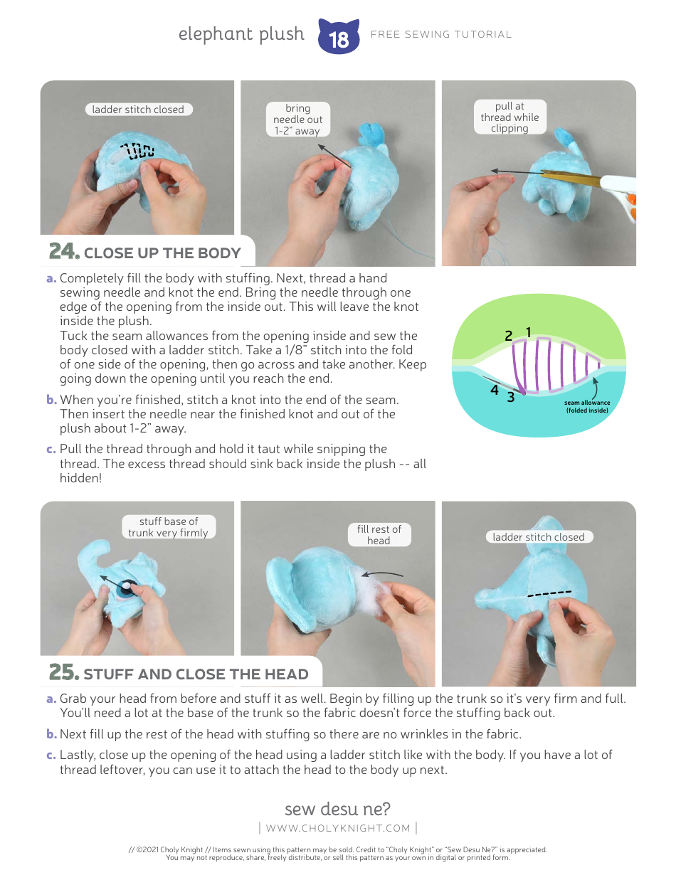 Elephant Plush Sewing Templates - Choly Knight, Page 18