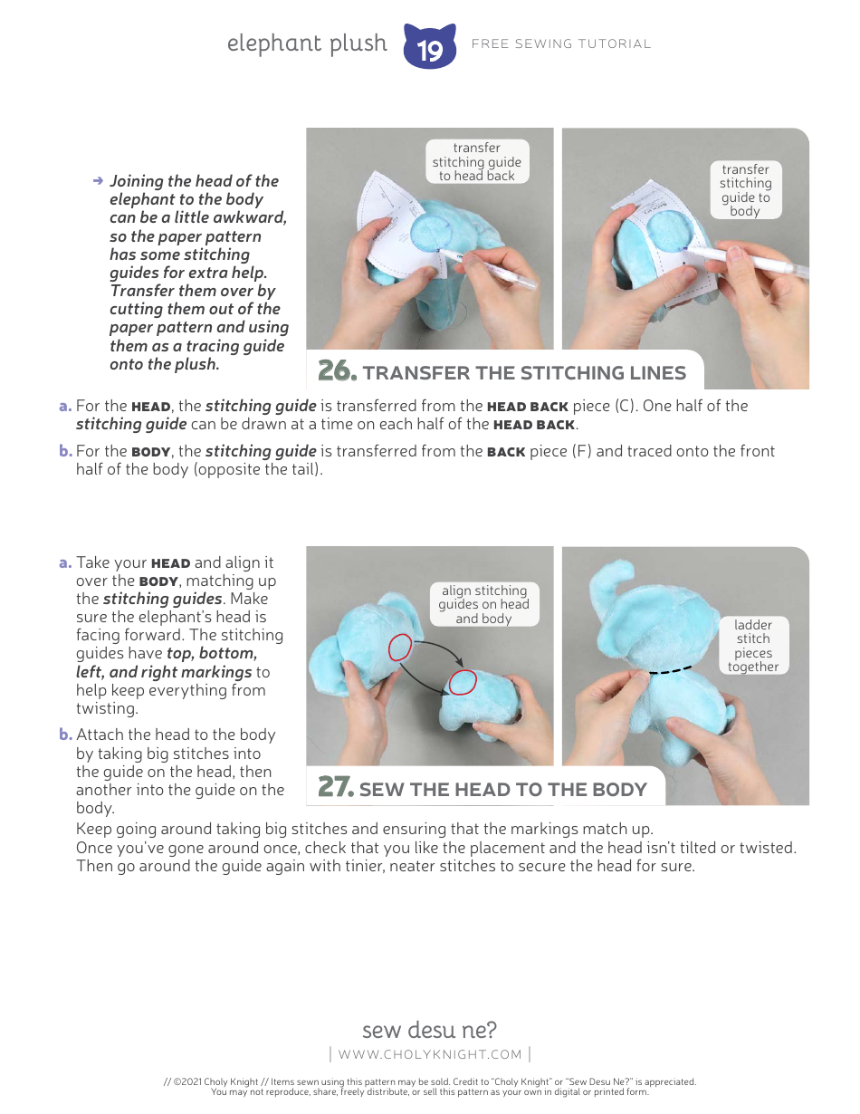 Elephant Plush Sewing Templates - Choly Knight, Page 19