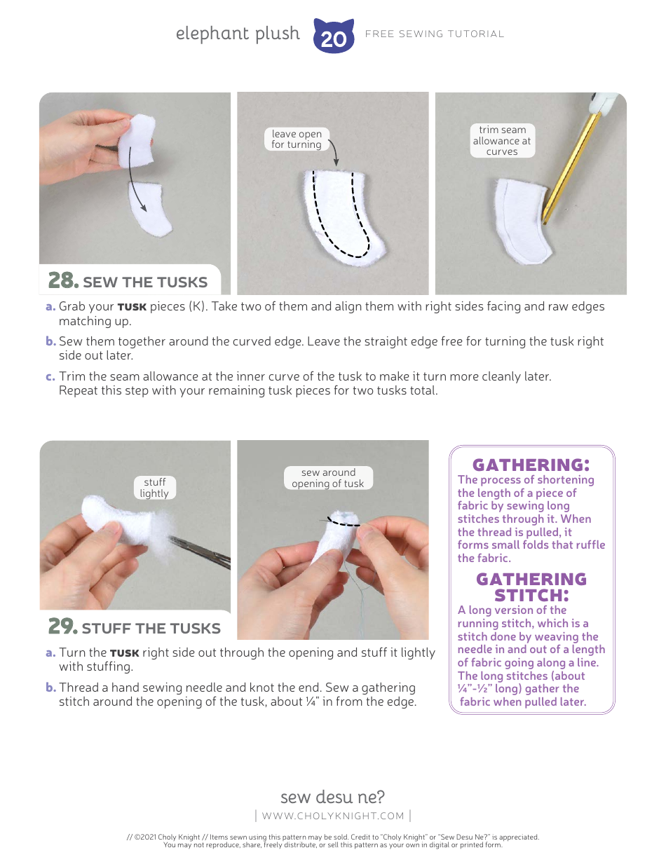 Elephant Plush Sewing Templates - Choly Knight, Page 20