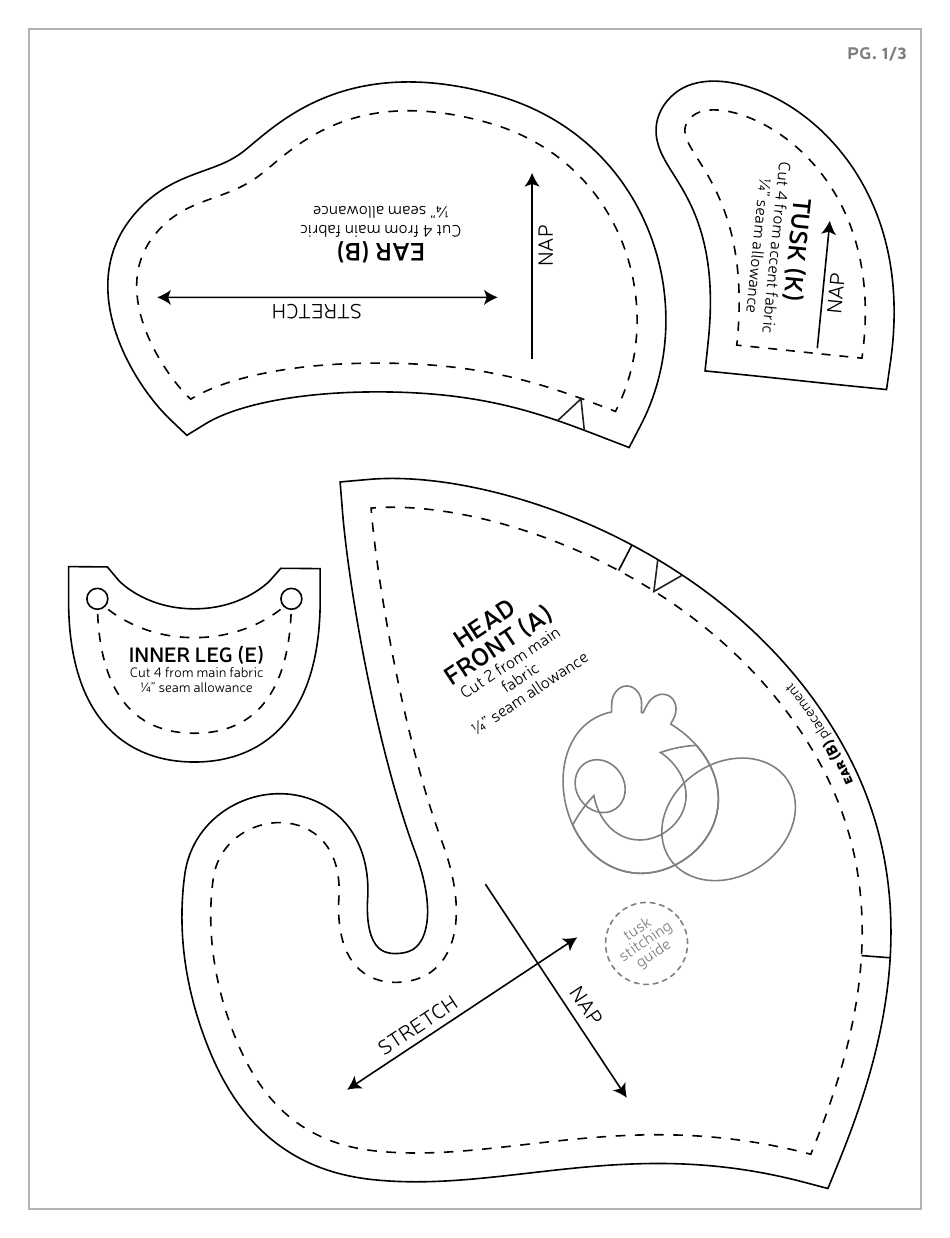 Elephant Plush Sewing Templates - Choly Knight, Page 22