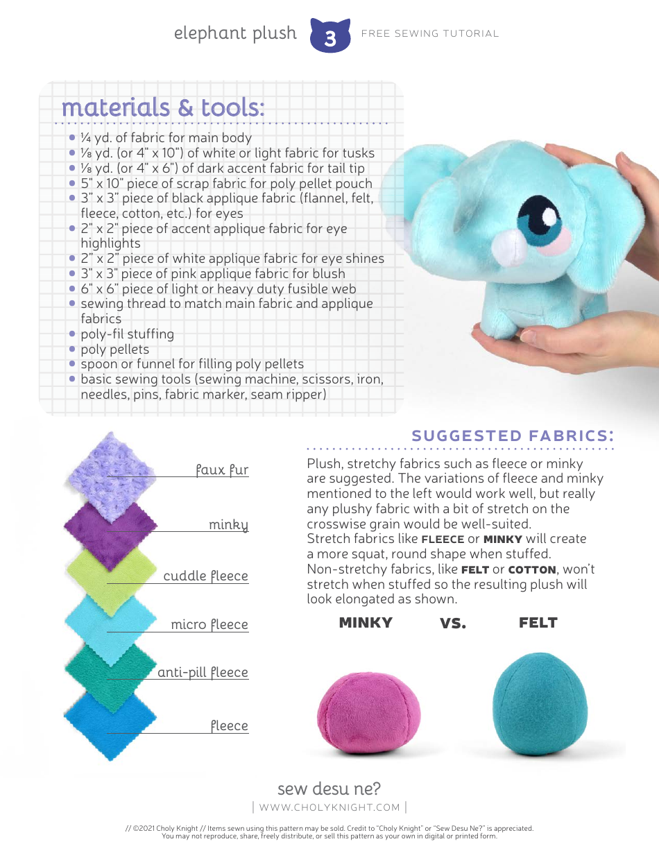 Elephant Plush Sewing Templates - Choly Knight, Page 3