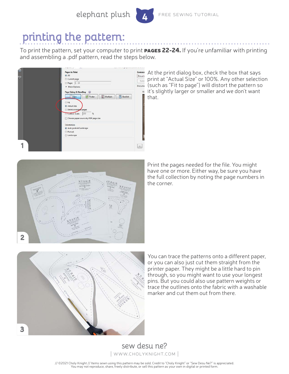 Elephant Plush Sewing Templates - Choly Knight, Page 4