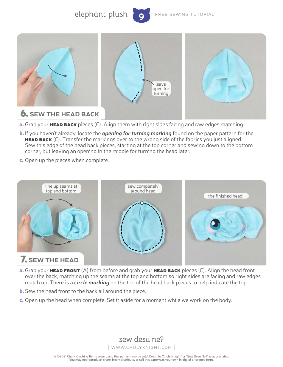 Elephant Plush Sewing Templates - Choly Knight, Page 9