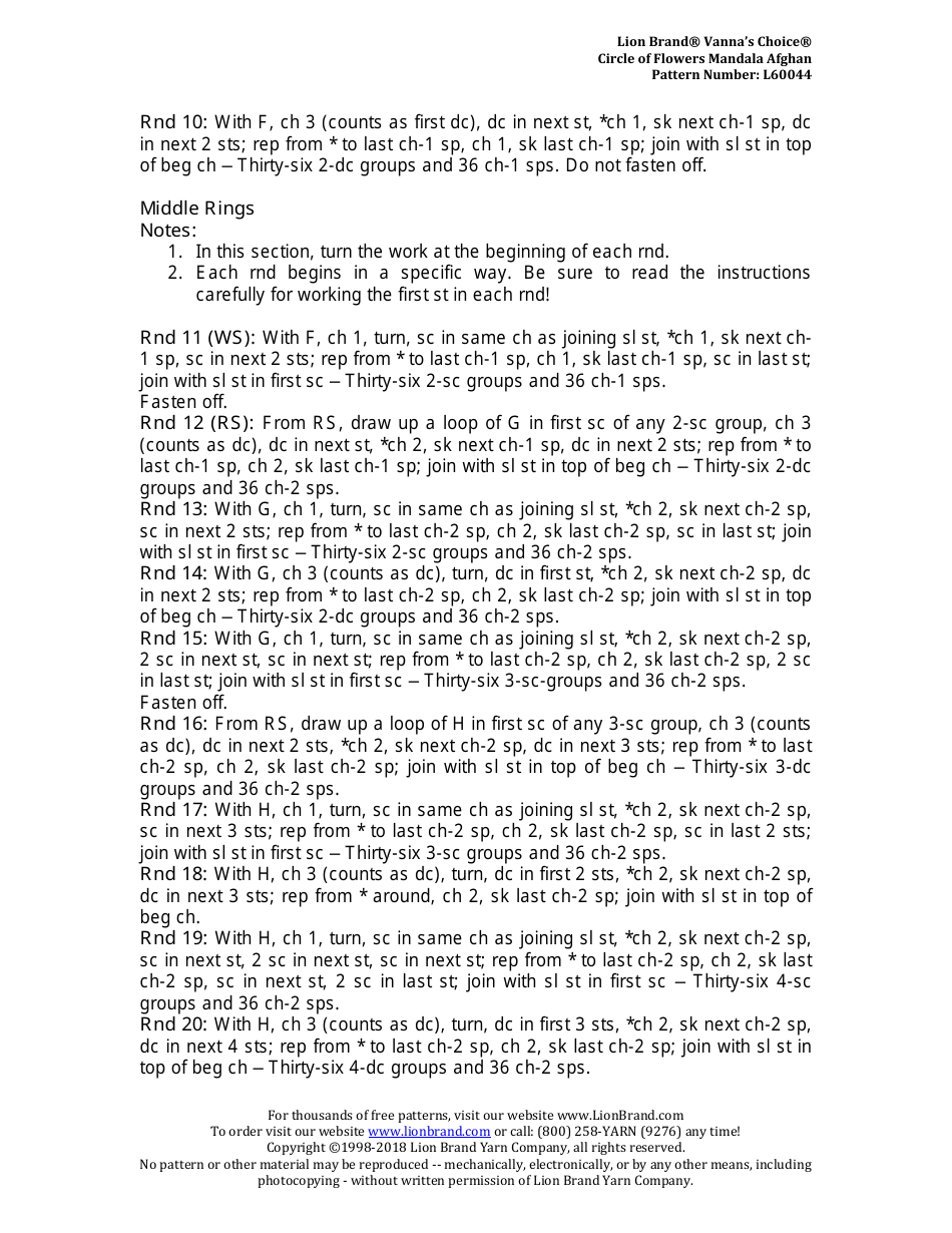 Circle of Flowers Mandala Afghan Crochet Pattern - Lion Brand Yarn Company, Page 4