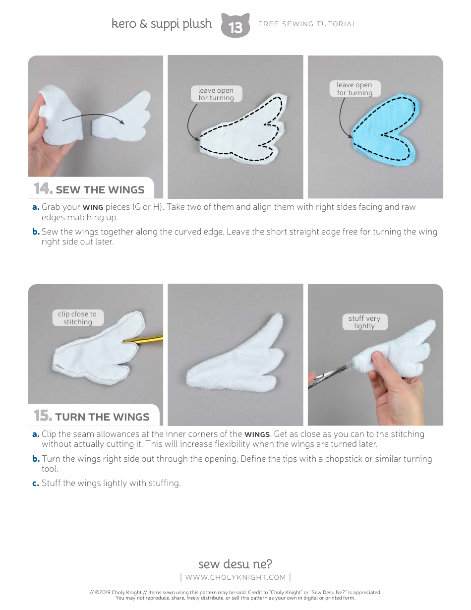 Keroberos  Spinel Sun Plush Toy Sewing Templates - Choly Knight, Page 13