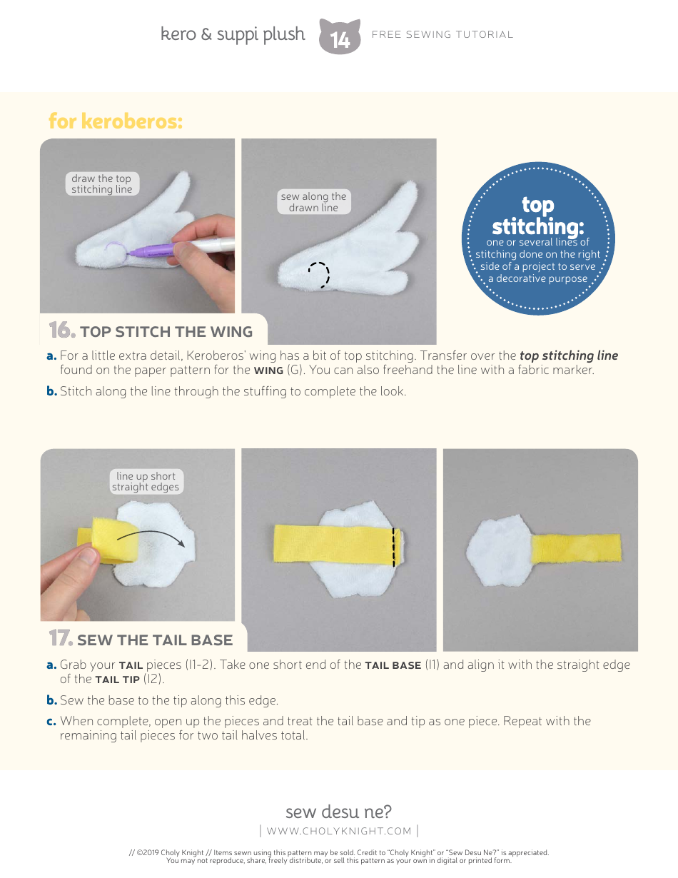Keroberos  Spinel Sun Plush Toy Sewing Templates - Choly Knight, Page 14
