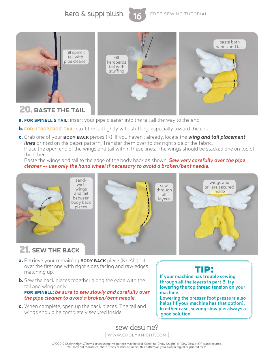 Keroberos  Spinel Sun Plush Toy Sewing Templates - Choly Knight, Page 16
