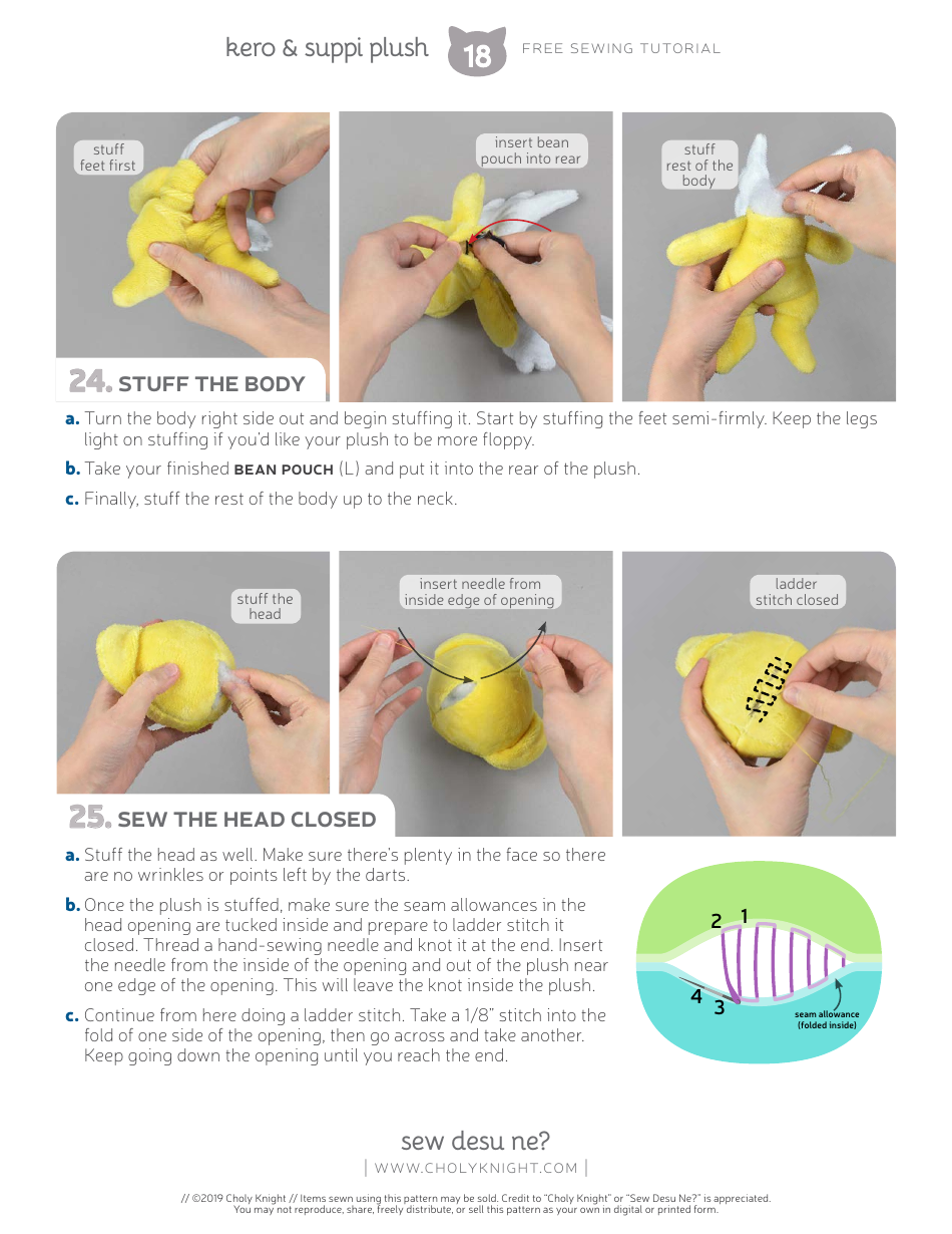 Keroberos  Spinel Sun Plush Toy Sewing Templates - Choly Knight, Page 18