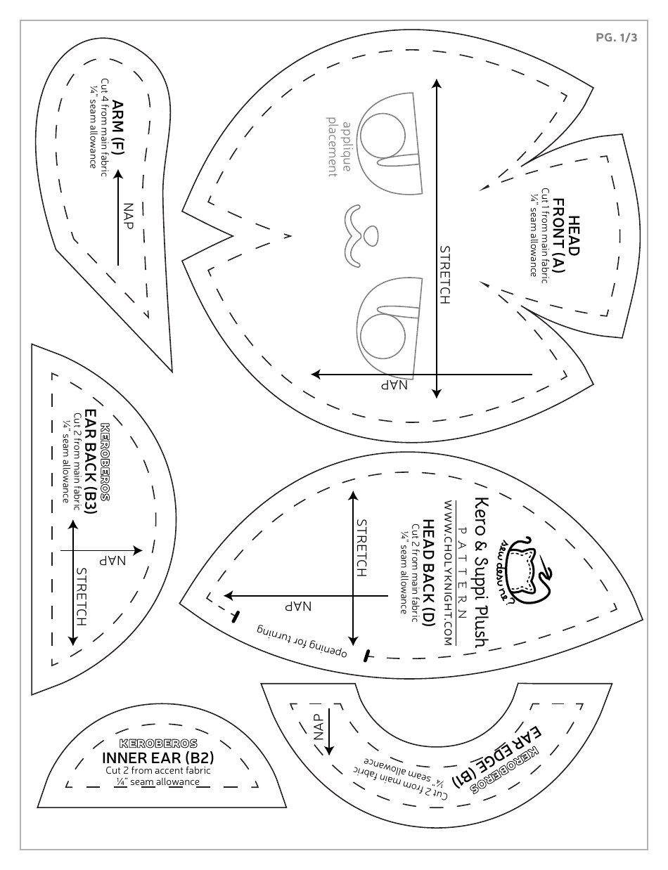 Keroberos  Spinel Sun Plush Toy Sewing Templates - Choly Knight, Page 21
